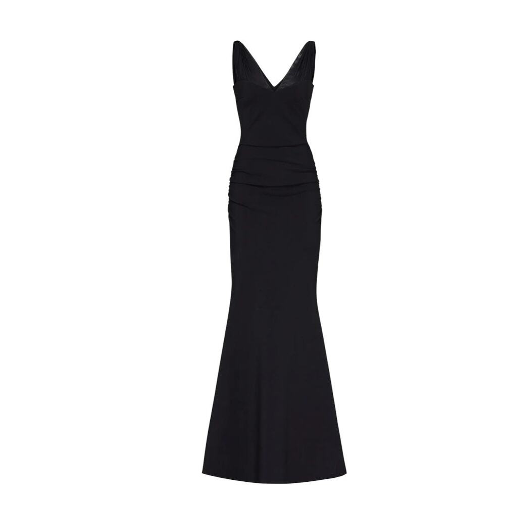 Chiara Boni La Petite Robe Preloved Women's Black Lace Illusion Gown Size US 6